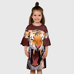 Платье клеш для девочки Тигр красавчик сердится, цвет: 3D-принт — фото 2