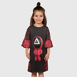 Платье клеш для девочки Игра в кальмара: Треугольник, цвет: 3D-принт — фото 2