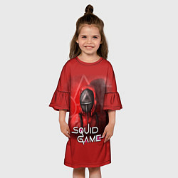 Платье клеш для девочки ИГРА В КАЛЬМАРА ТРЕУГОЛЬНИК, цвет: 3D-принт — фото 2
