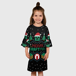 Платье клеш для девочки MINECRAFT CHRISTMAS, цвет: 3D-принт — фото 2