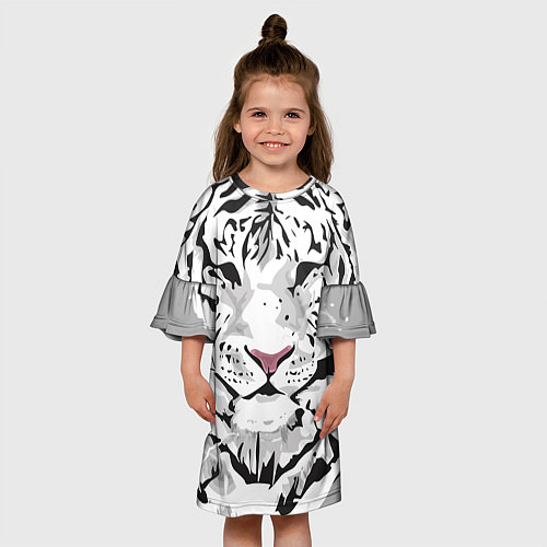 Детское платье Белый снежный тигр / 3D-принт – фото 3