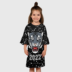 Платье клеш для девочки Черный водяной тигр 2022, цвет: 3D-принт — фото 2