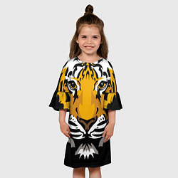 Платье клеш для девочки Суровый взгляд тигра, цвет: 3D-принт — фото 2