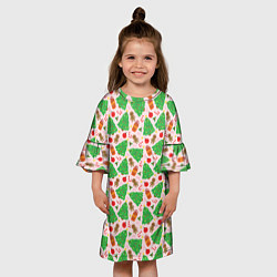 Платье клеш для девочки Новогодние ёлки и подарки, цвет: 3D-принт — фото 2