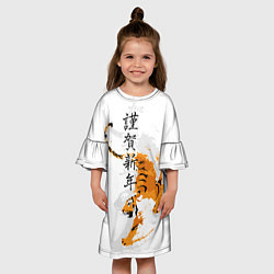 Платье клеш для девочки Китайский тигр, цвет: 3D-принт — фото 2