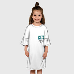 Платье клеш для девочки Игра в кальмара, номер 456, цвет: 3D-принт — фото 2