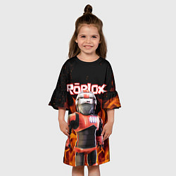 Платье клеш для девочки ROBLOX FIRE РОБЛОКС ОГОНЬ ПОЖАРНЫЙ, цвет: 3D-принт — фото 2