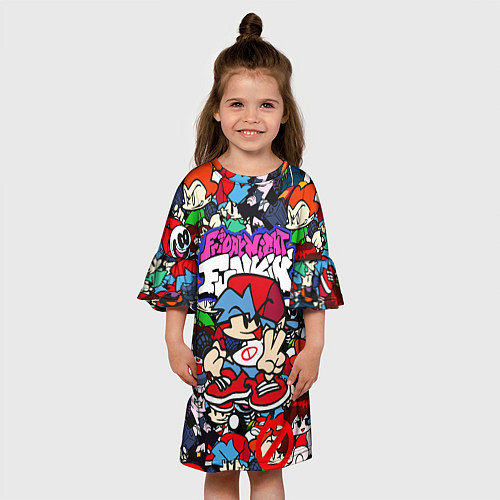 Детское платье FRIDAY NIGHT FUNKIN ВСЕ ПЕРСОНАЖИ / 3D-принт – фото 3