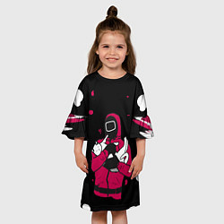 Платье клеш для девочки Игра в кальмара x Кот,, цвет: 3D-принт — фото 2