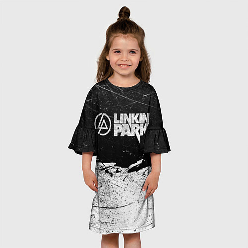 Детское платье Линкин Парк Лого Рок ЧБ Linkin Park Rock / 3D-принт – фото 3