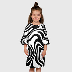 Платье клеш для девочки Черно-белые полосы Black and white stripes, цвет: 3D-принт — фото 2