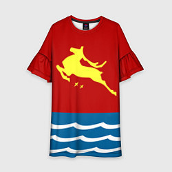 Платье клеш для девочки Герб Магадана, цвет: 3D-принт