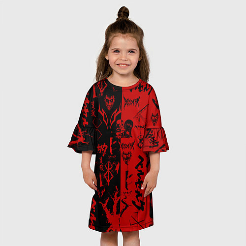 Детское платье BERSERK BLACK RED БЕРСЕРК ПАТТЕРН / 3D-принт – фото 3
