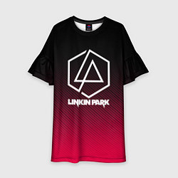 Платье клеш для девочки LINKIN PARK LOGO CARBON, цвет: 3D-принт