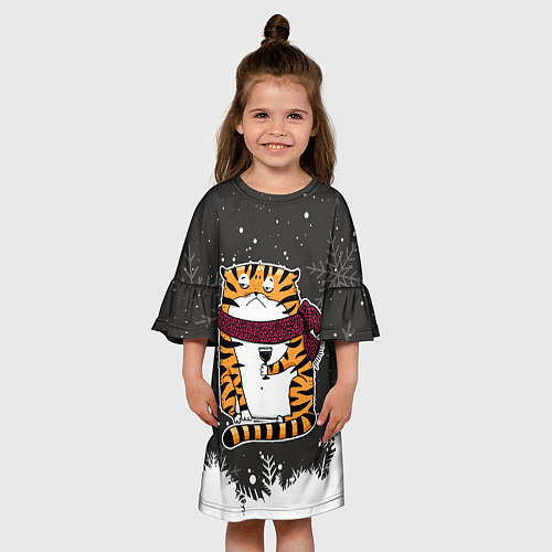 Детское платье Тигр с бокалом вина / 3D-принт – фото 3