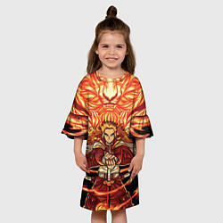 Платье клеш для девочки Пламенный столб Ренгоку Кенджуро, цвет: 3D-принт — фото 2
