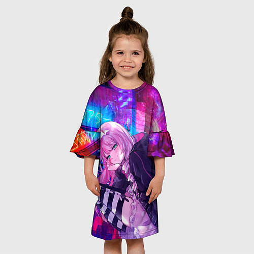 Детское платье Zero Two в неоновом городе / 3D-принт – фото 3