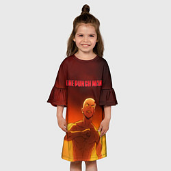 Платье клеш для девочки Сайтама в огне One Punch-Man, цвет: 3D-принт — фото 2
