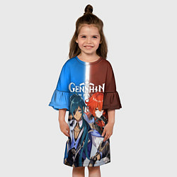 Платье клеш для девочки КЭЙА И ДИЛЮК ГЕНШИН, цвет: 3D-принт — фото 2