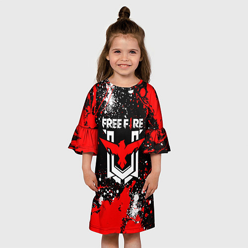 Детское платье Free Fire: Брызги и капли красок / 3D-принт – фото 3