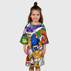 Платье клеш для девочки КИБЕР СОНИК CYBER SONIC ROBOT, цвет: 3D-принт — фото 2