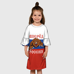 Платье клеш для девочки Вперёд Россия! медведь, цвет: 3D-принт — фото 2