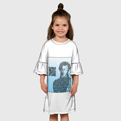 Платье клеш для девочки QR - Пушкин, цвет: 3D-принт — фото 2