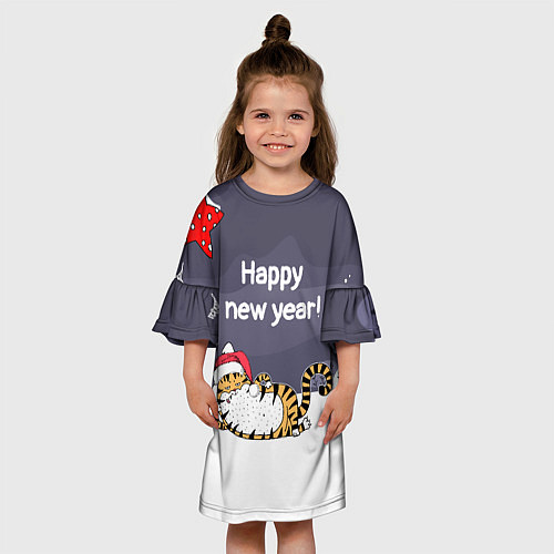 Детское платье Happy New Year 2022 Тигр / 3D-принт – фото 3