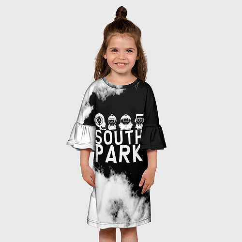 Детское платье Все пацаны на черном фоне Южный Парк / 3D-принт – фото 3