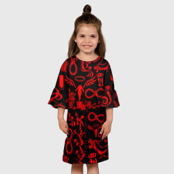 Платье клеш для девочки ТОКИЙСКИЕ МСТИТЕЛИ КРАСНЫЕ ТАТУ, цвет: 3D-принт — фото 2