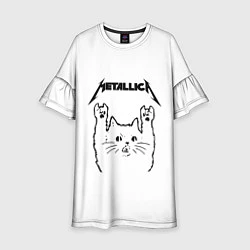 Платье клеш для девочки Metallica Meowtallica, цвет: 3D-принт