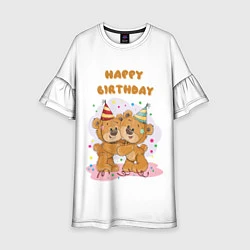 Платье клеш для девочки С днем рождения Медвежонок 1, цвет: 3D-принт