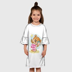 Платье клеш для девочки С днем рождения Медвежонок 4, цвет: 3D-принт — фото 2