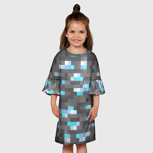 Детское платье АЛМАЗНАЯ РУДА DIAMOND ORE MINCRAFT / 3D-принт – фото 3
