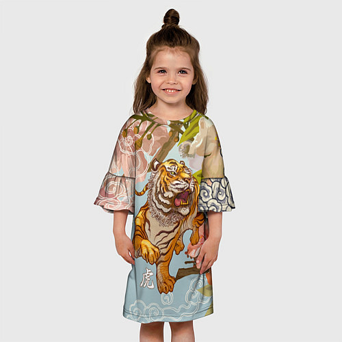 Детское платье Китайский тигр Символ 2022 года / 3D-принт – фото 3