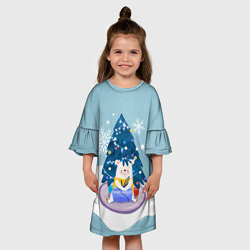 Детское платье Медвежонок под новогодней елкой / 3D-принт – фото 3