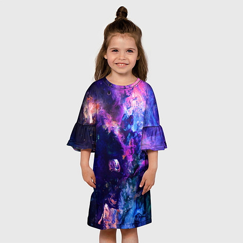 Детское платье НЕОНОВЫЕ КОСМОС NEON SPACE / 3D-принт – фото 3