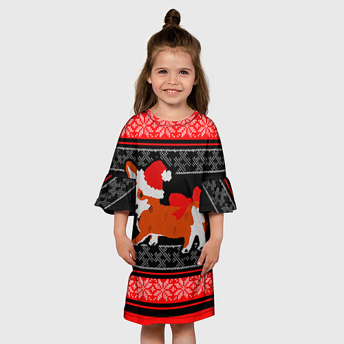 Детское платье Новогодний корги Новый Год / 3D-принт – фото 3
