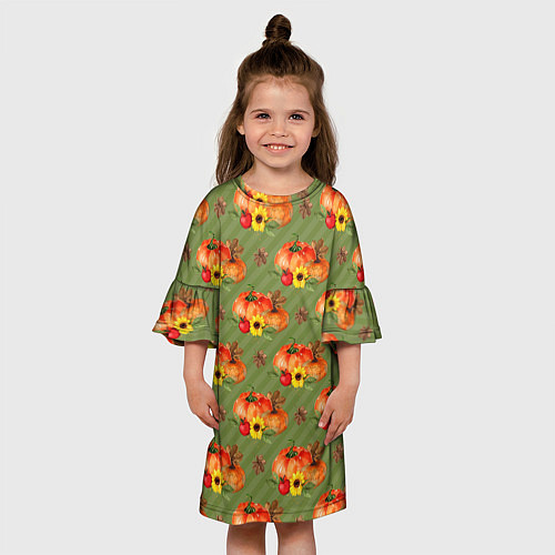 Детское платье Овощи: Тыквы паттерн / 3D-принт – фото 3