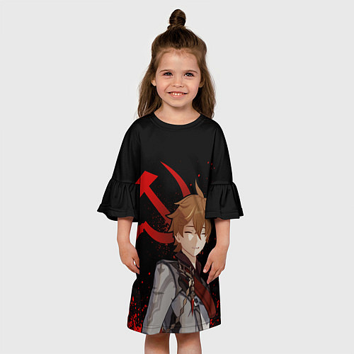 Детское платье ТАРТАЛЬЯ СНЕЖНАЯ ЧЕРНЫЙ / 3D-принт – фото 3