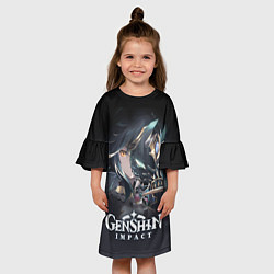 Платье клеш для девочки ГенШин - игра с открытым миром, цвет: 3D-принт — фото 2
