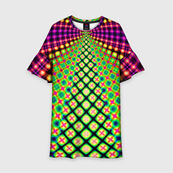 Платье клеш для девочки Неоновая геометрия абстракция, цвет: 3D-принт