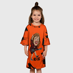 Платье клеш для девочки Шарж Ангус Янг ACDC, цвет: 3D-принт — фото 2