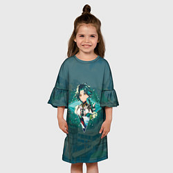 Платье клеш для девочки Сяо Адепт в примогеме, цвет: 3D-принт — фото 2