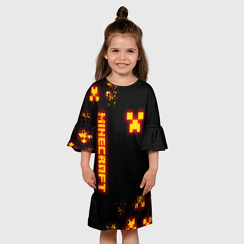 Детское платье MINECRAFT ОГНЕННЫЙ КРИПЕР / 3D-принт – фото 3