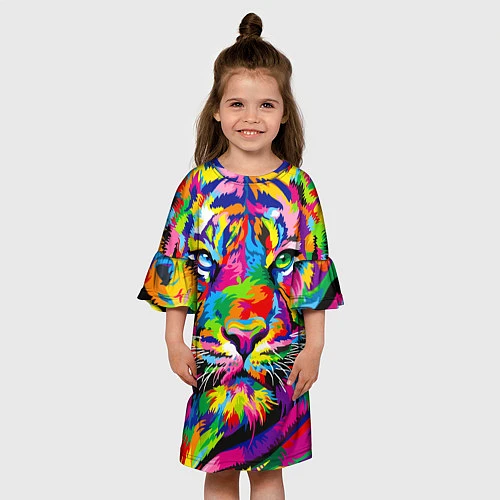Детское платье Тигр в стиле поп-арт / 3D-принт – фото 3