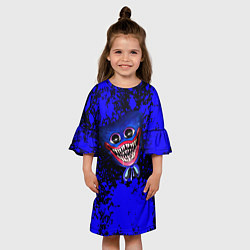 Платье клеш для девочки Huggy Wuggy: Blue Rage, цвет: 3D-принт — фото 2
