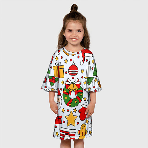 Детское платье НОВОГОДНИЙ УЗОР, НОВОГОДНЕЕ НАСТРОЕНИЕ / 3D-принт – фото 3