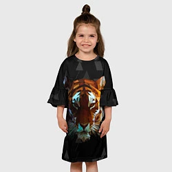 Платье клеш для девочки Тигр стиль Low poly, цвет: 3D-принт — фото 2