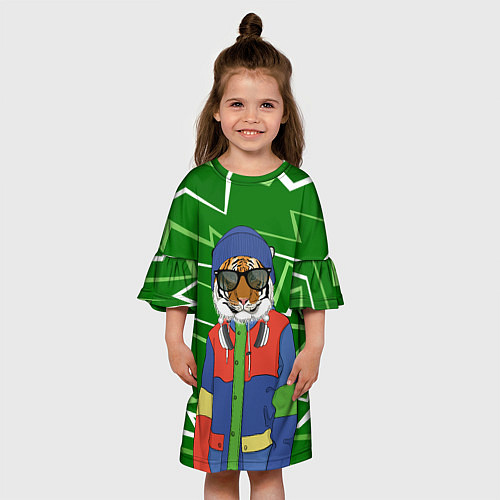 Детское платье Крутой Тигр фурри на стиле / 3D-принт – фото 3